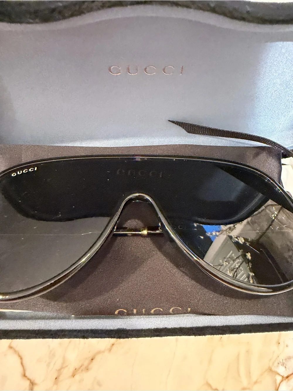 Gucci Black Shield Sunglasses